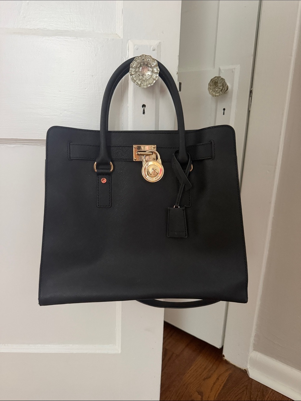 Michael Kors Black Satchel with Gold Accent Lock - Great condition